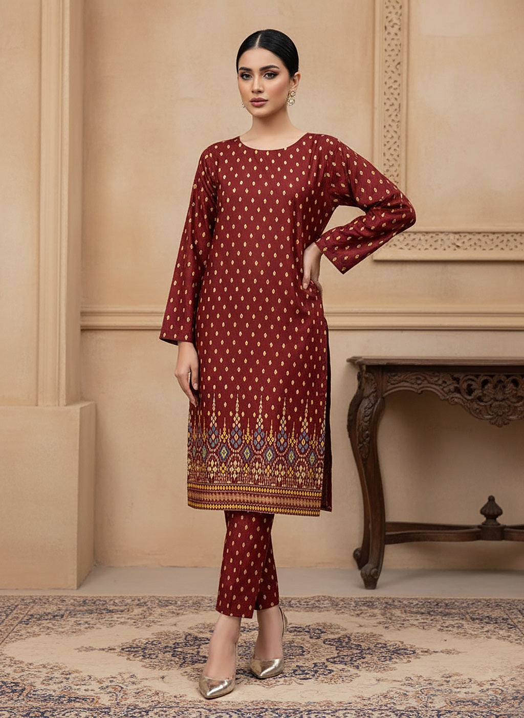 2 Pcs Unstitched Ladies Suit 217