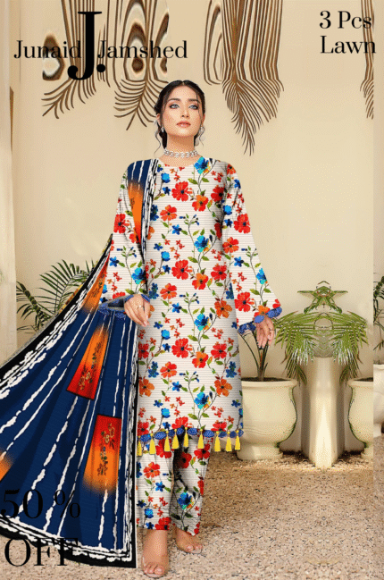 3 Pcs Pure Lawn Unstitched Digital Print  des 703